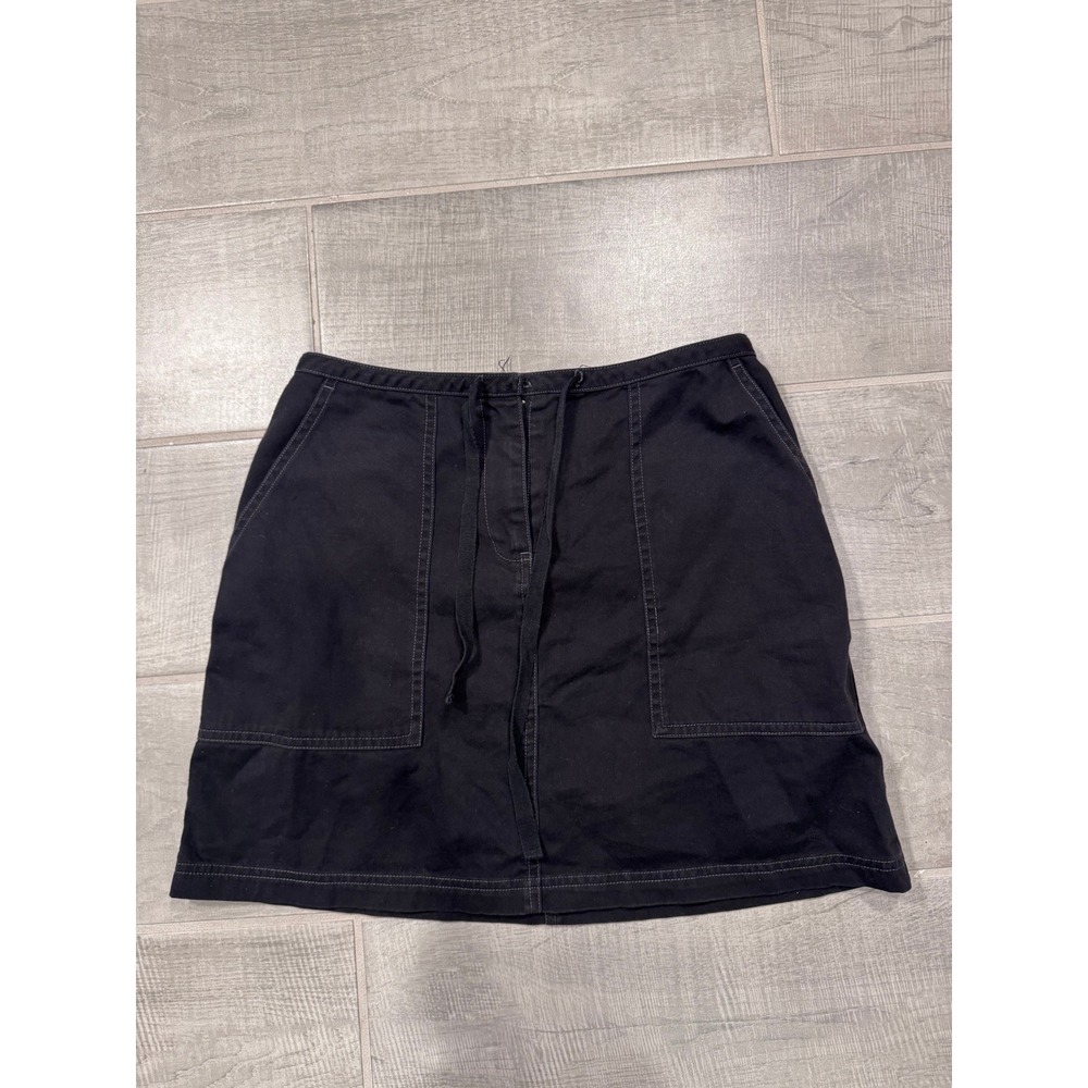 NY Khakis New York & Company Mini Skirt Women 4 Black Excellent Utility Cargo
